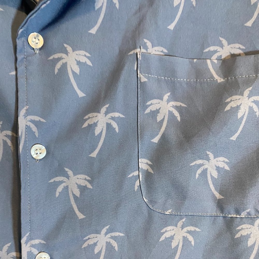 Blue Palm Tree Button Down Shirt - Picture 2 of 4